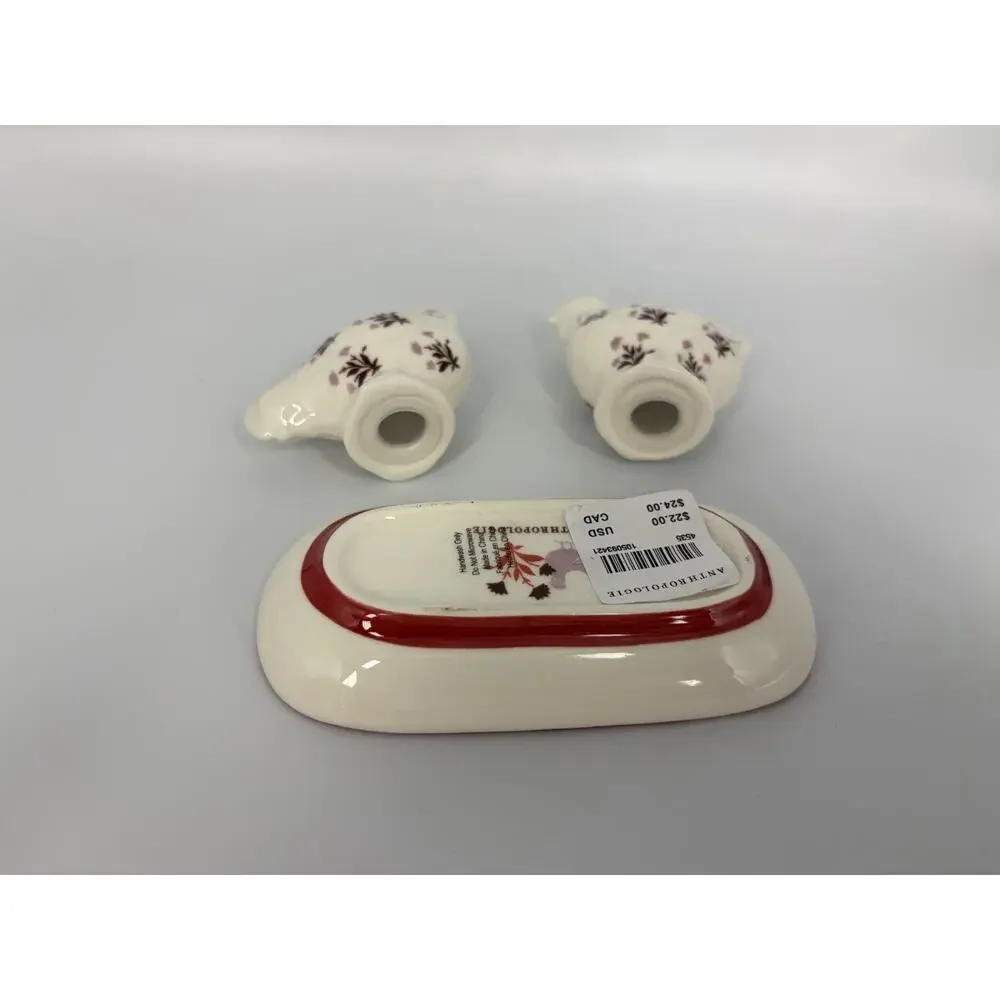 Anthropologie Millie Stoneware Salt & Pepper Shaker and Set Of Two Ramekins